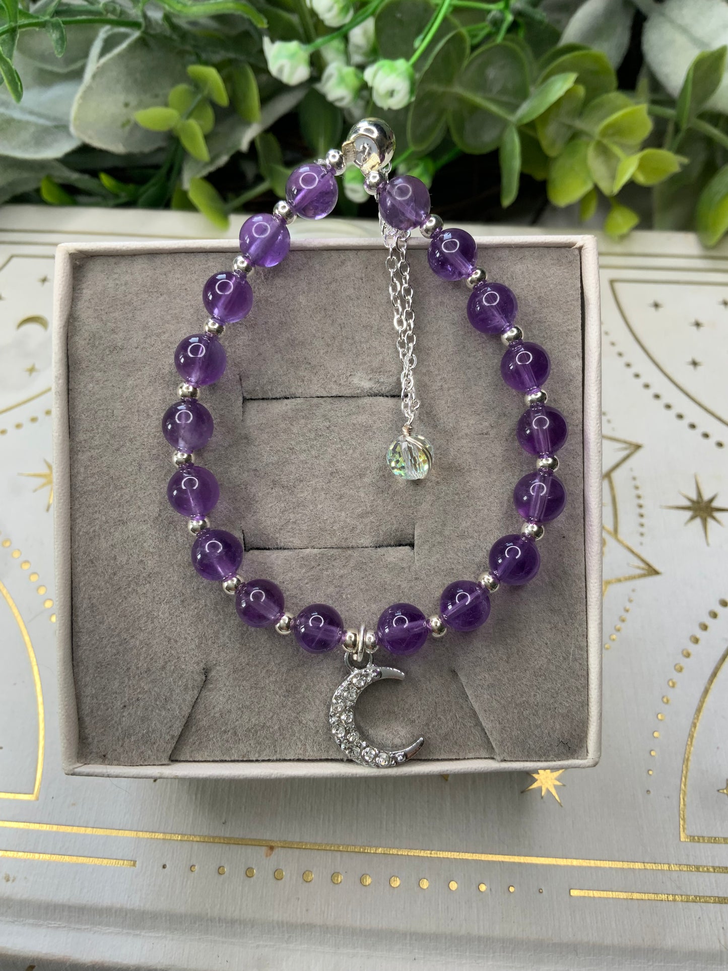 Amethyst moon crystal bracelet