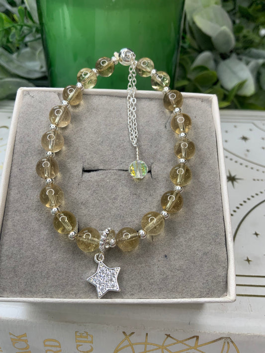 Citrine crystal charm bracelet