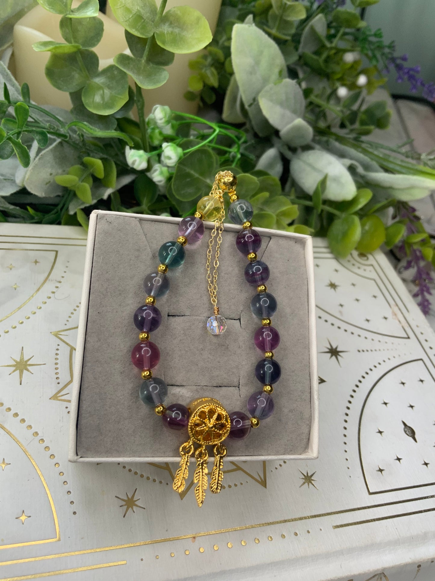 Fluorite dream catcher crystal bracelet