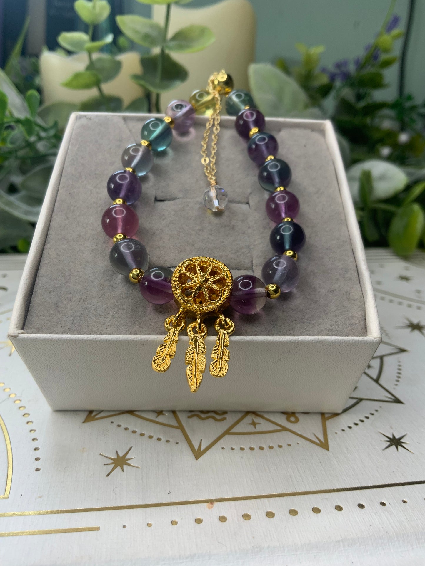 Fluorite dream catcher crystal bracelet