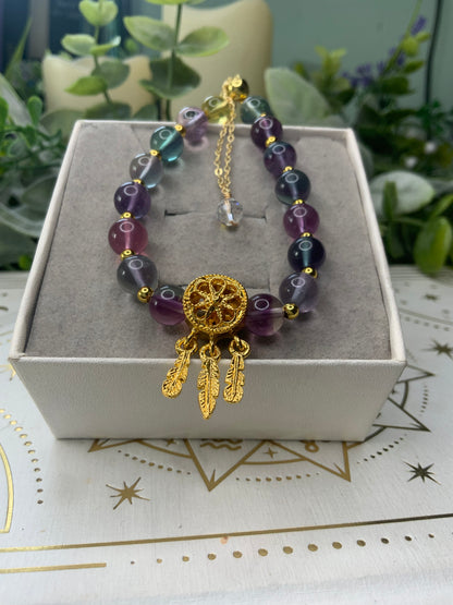 Fluorite dream catcher crystal bracelet