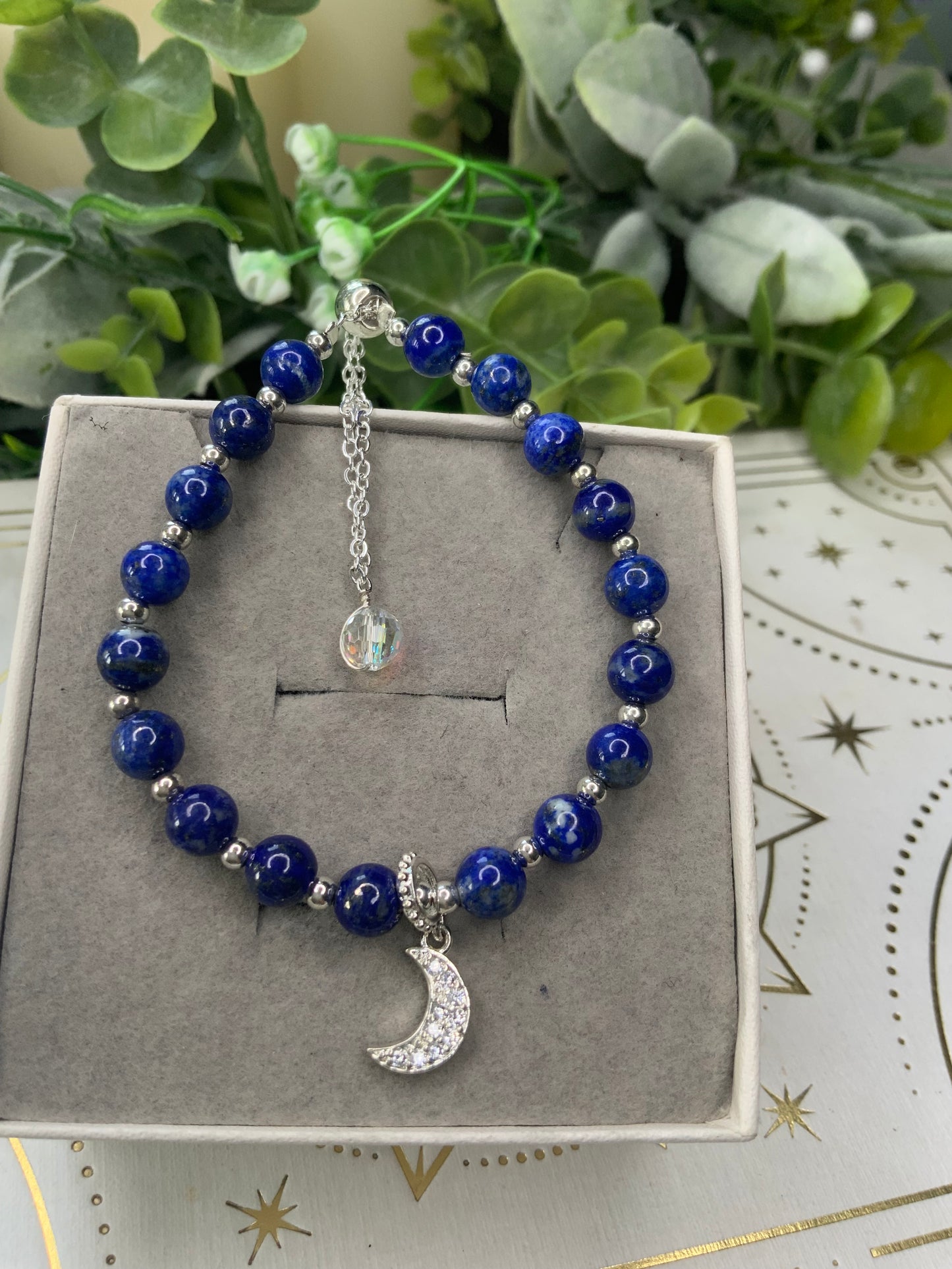 Lapis moon crystal bracelet