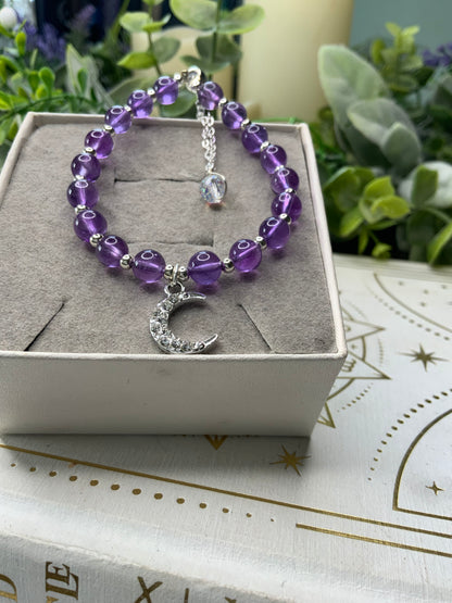 Amethyst moon crystal bracelet