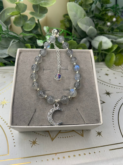 Labradorite moon crystal bracelet