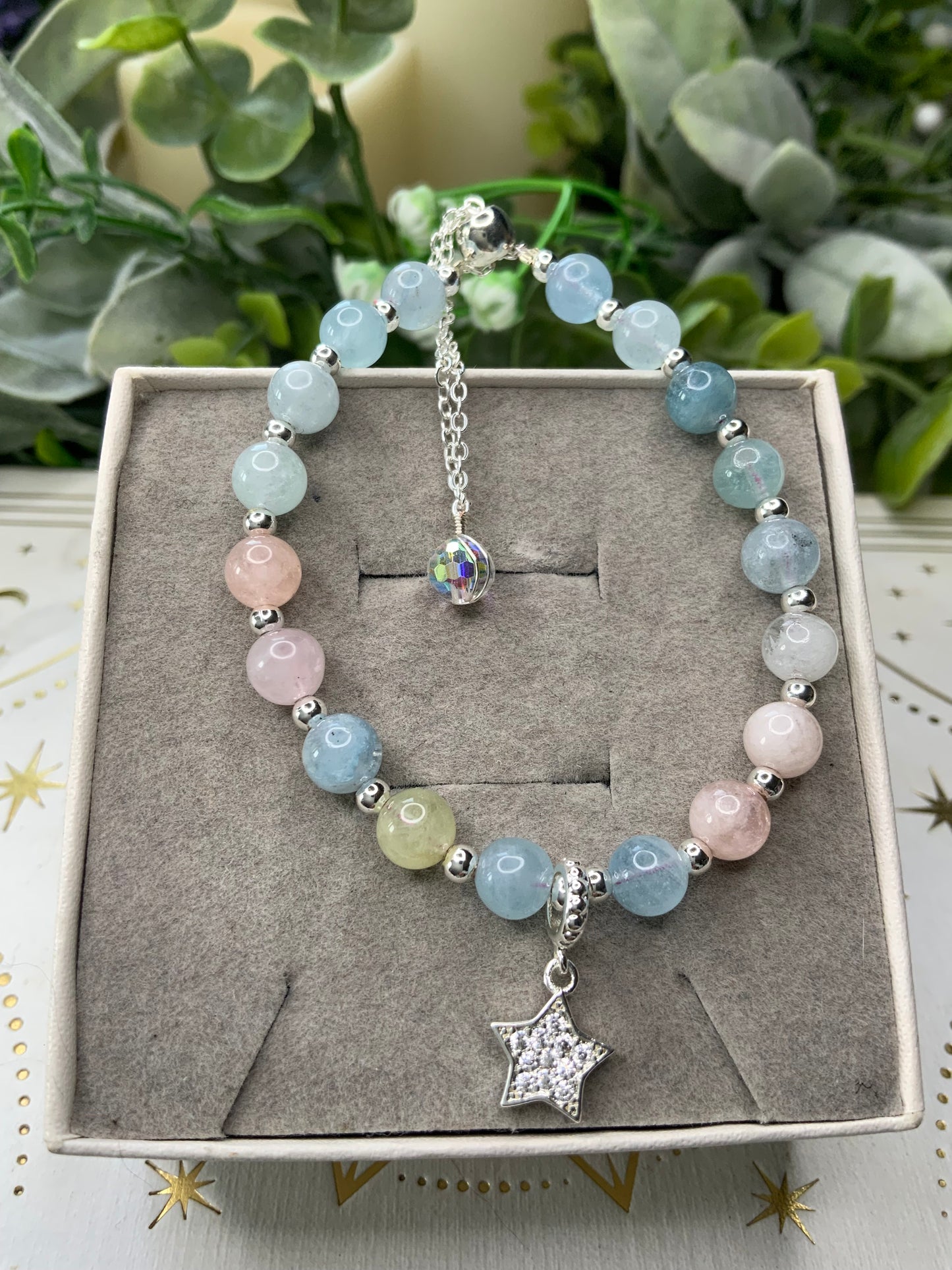 Morganite star crystal bracelet