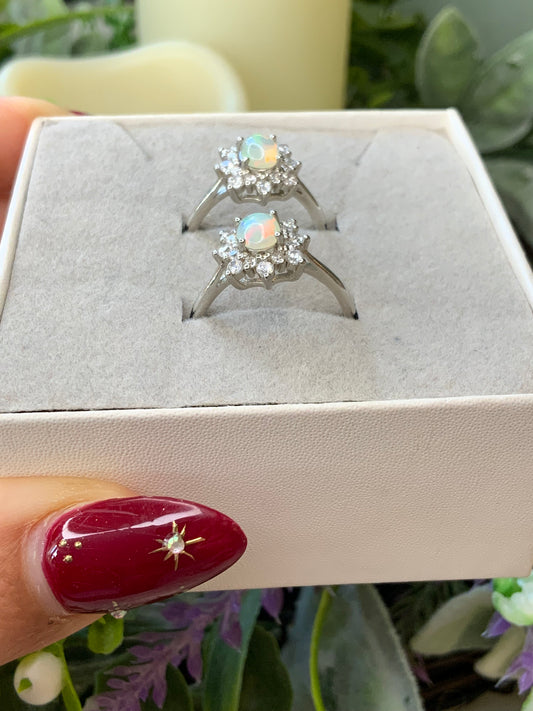 Opal crystal ring