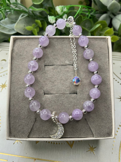 Lilac Amethyst moon crystal bracelet