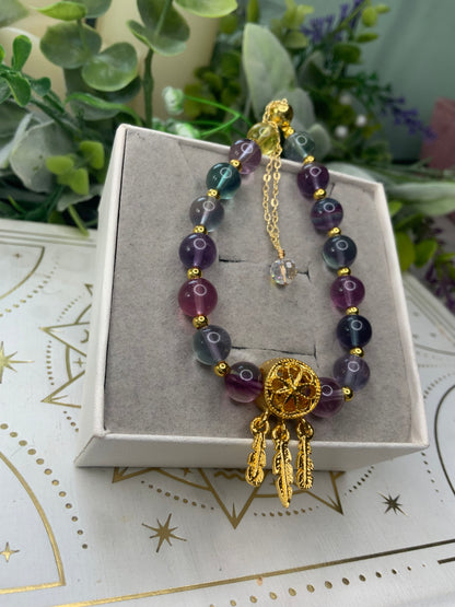 Fluorite dream catcher crystal bracelet