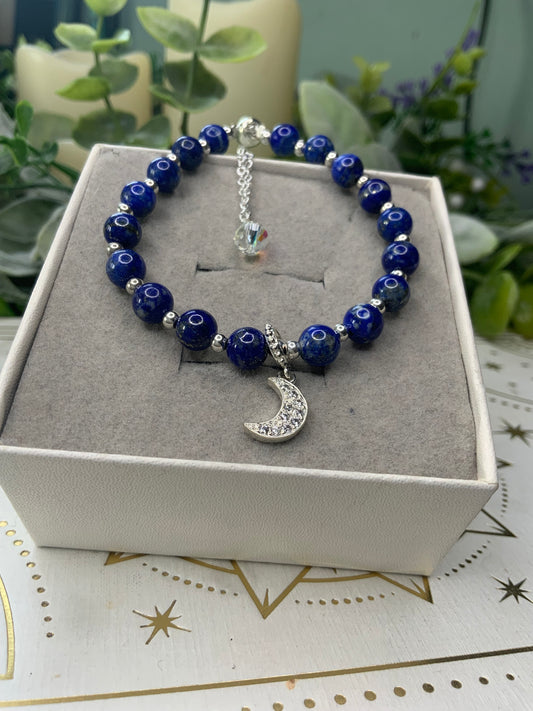 Lapis moon crystal bracelet