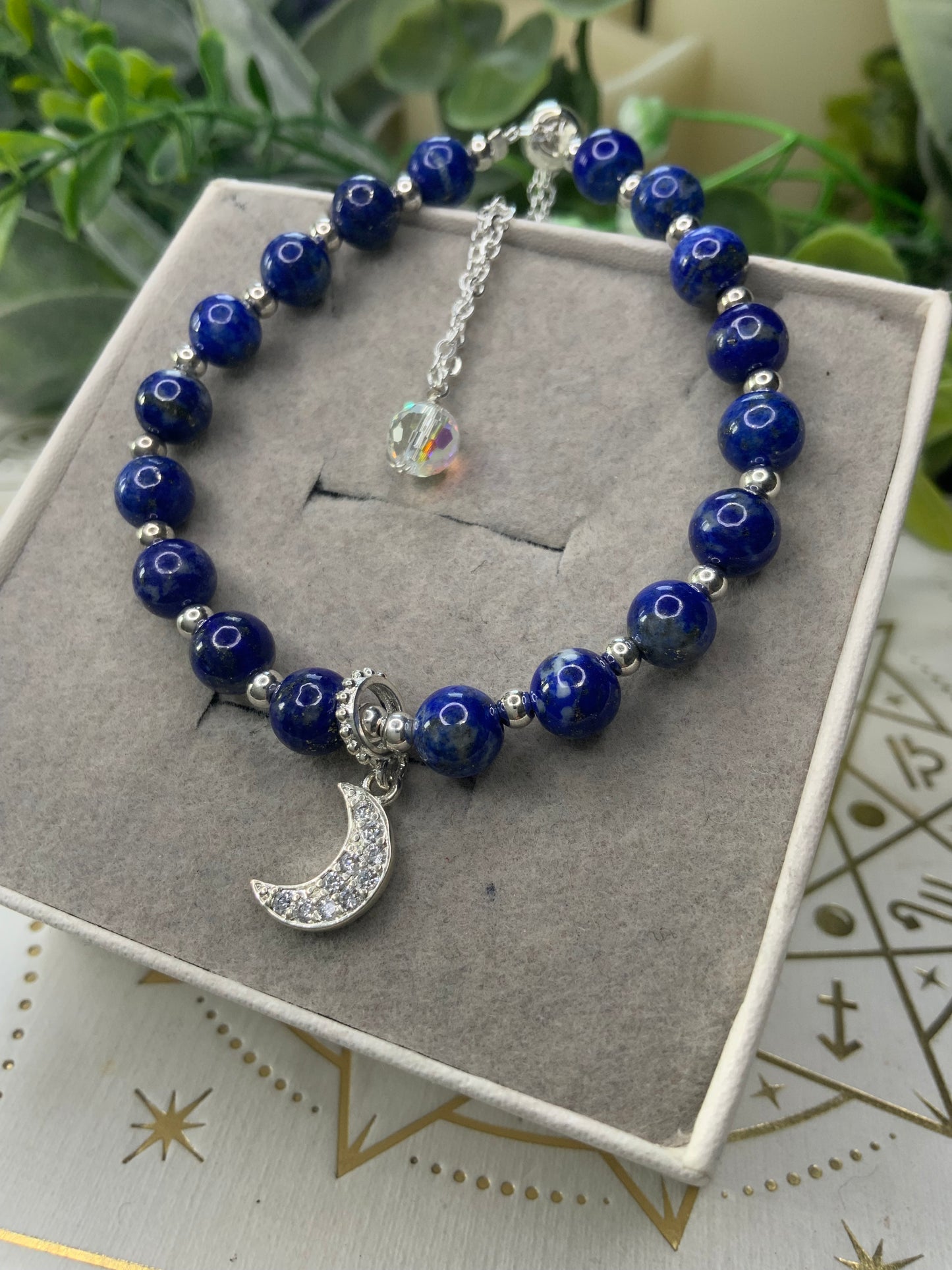 Lapis moon crystal bracelet