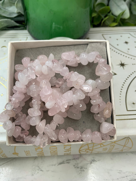 Rose Quartz chipped crystal bracelet