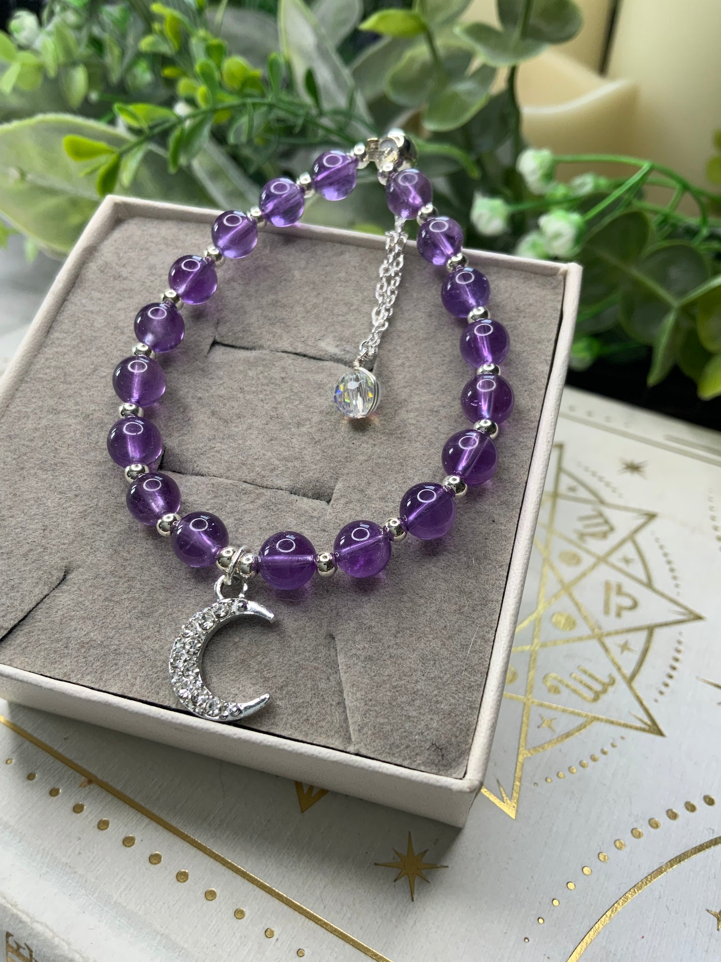 Amethyst moon crystal bracelet