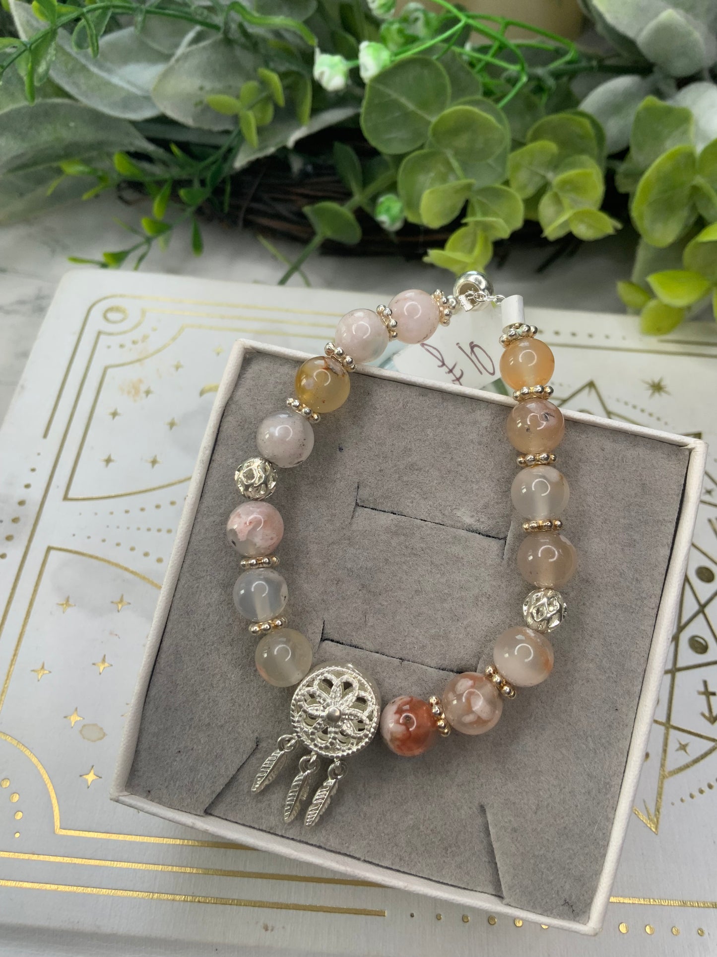 Flower Agate dream catcher crystal bracelet