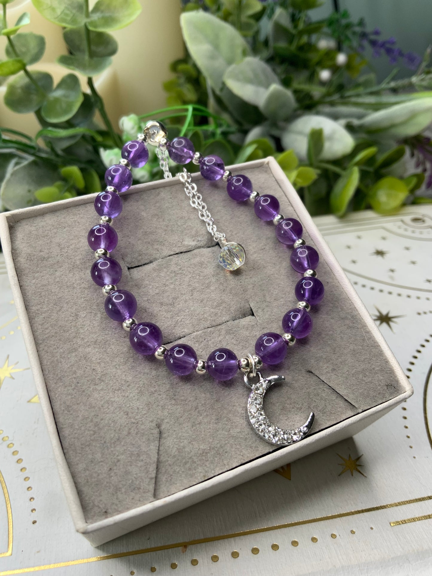 Amethyst moon crystal bracelet