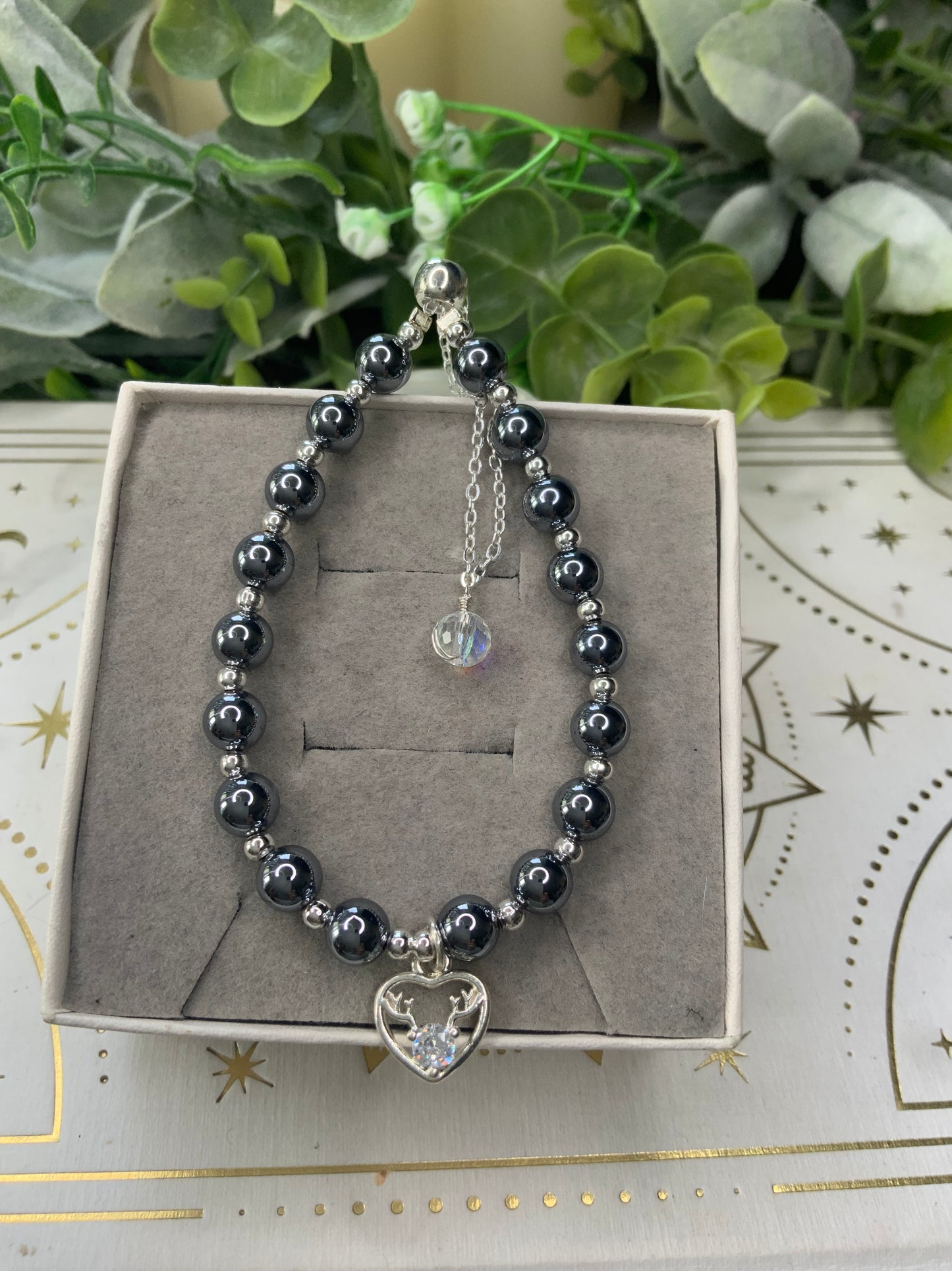 Hematite charm bracelet