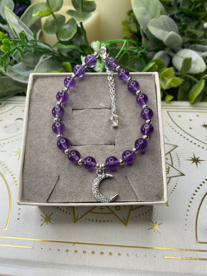 Amethyst moon crystal bracelet