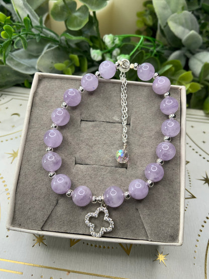 Lilac Amethyst clover crystal bracelet