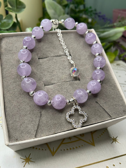 Lilac Amethyst clover crystal bracelet