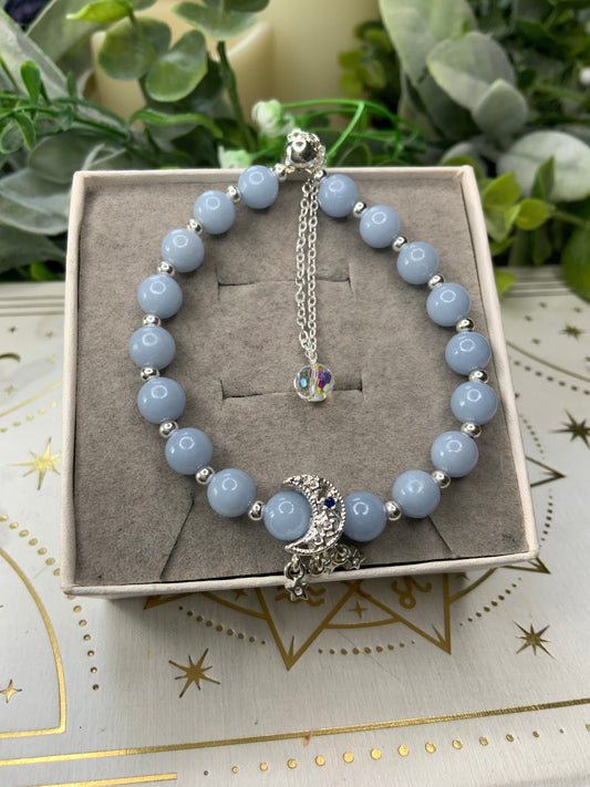 Angelite moon crystal bracelet