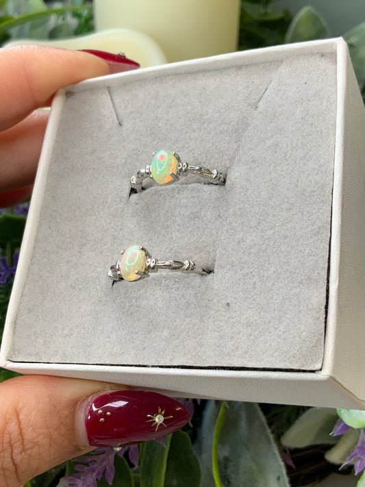 Opal crystal ring