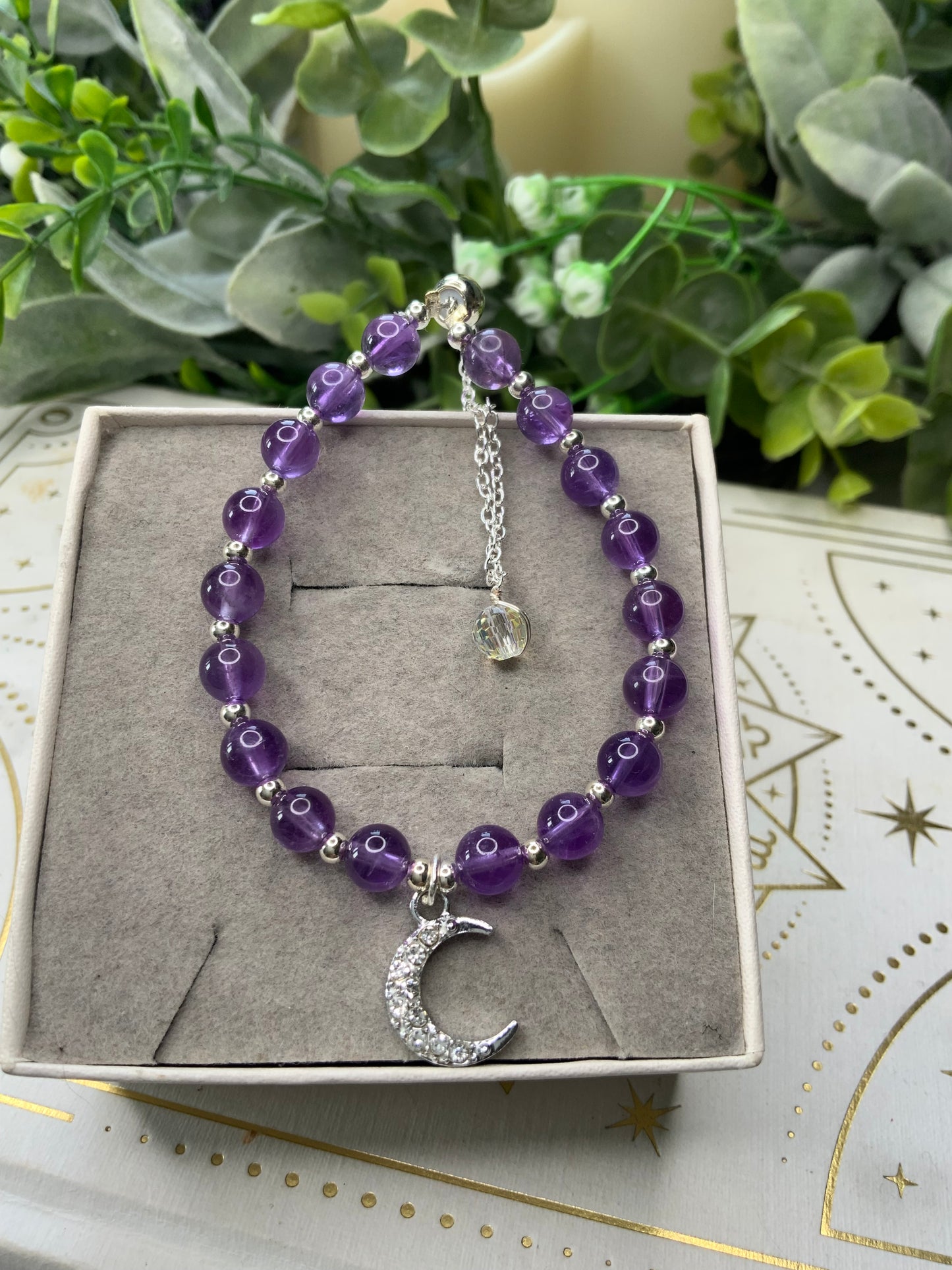 Amethyst moon crystal bracelet