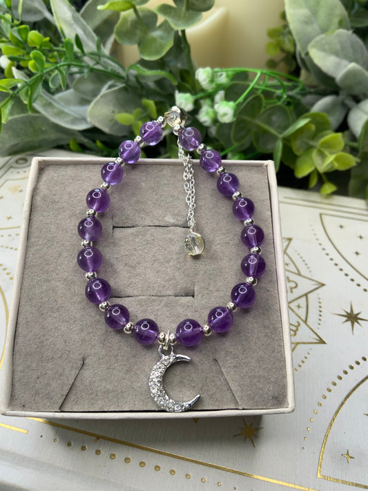 Amethyst moon crystal bracelet